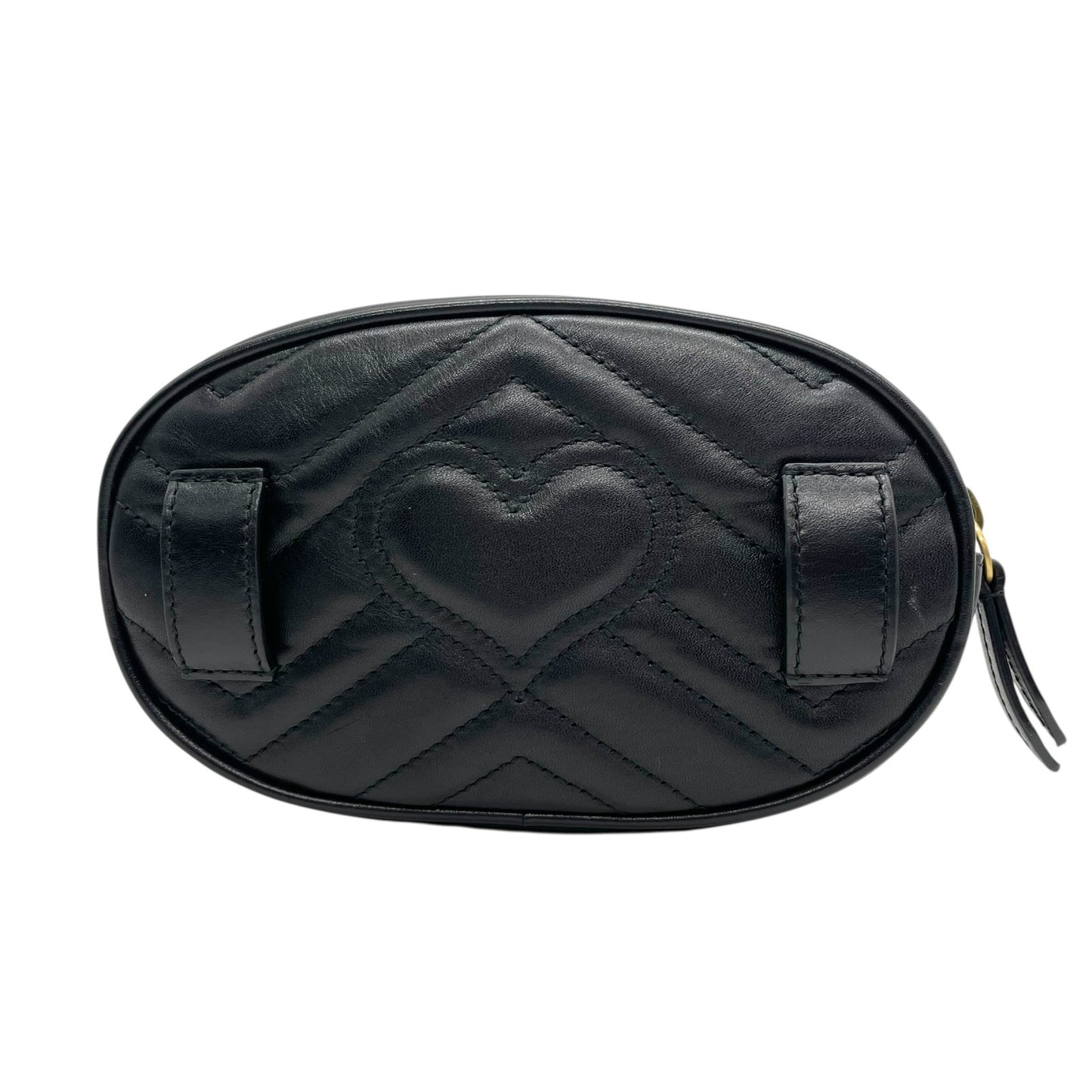 【新品同様】 GUCCI グッチ ウエストバッグ GGマーモント 476434 ベルトバッグ ブラック レザー キルティング ゴールド金具 レディース B3