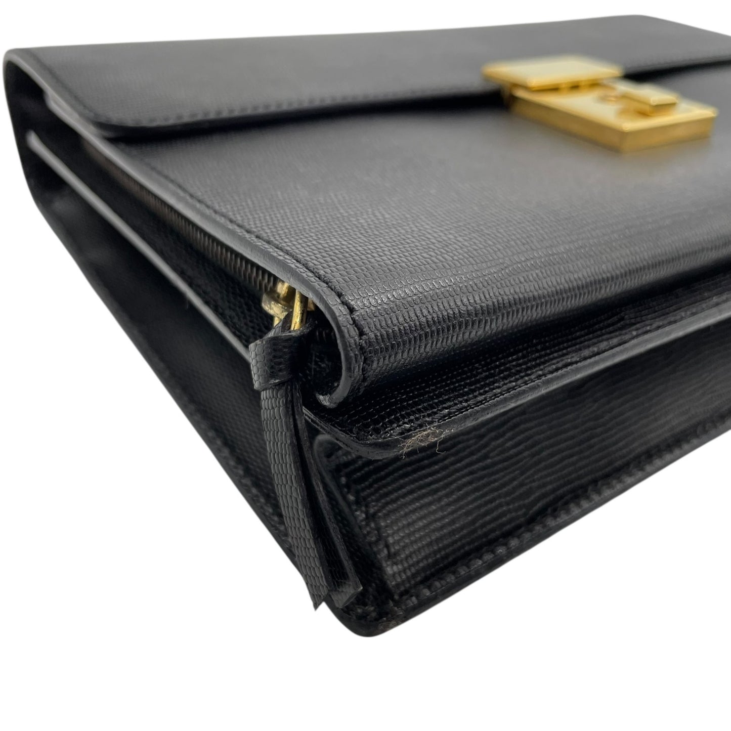 美品 CELINE セリーヌ クラッチバッグ セカンドバッグ レザー 黒 ブラック ゴールド金具 鍵付き メンズ ヴィンテージ B2