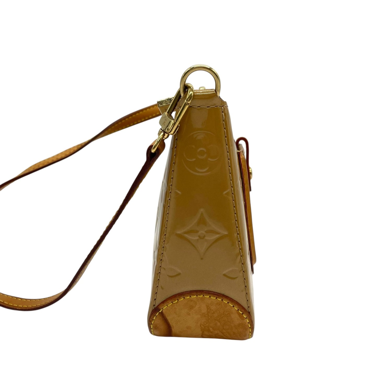 LOUIS VUITTON ルイヴィトン モノグラム ヴェルニ ハンドバッグ マロリー・スクエア M91197 アクセサリーポーチ ミニバッグ ハンドバッグ ワンショルダー 肩掛け可 キャメル ブラウン パテントレザー ゴールド金具 レディース K4