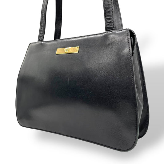 GIANNI VERSACE ジャンニ ヴェルサーチ ワンショルダー ショルダーバッグ メデューサ レザー 黒 ブラック ゴールド金具 肩掛け可 ファスナー開閉 レディース ヴィンテージ Z3