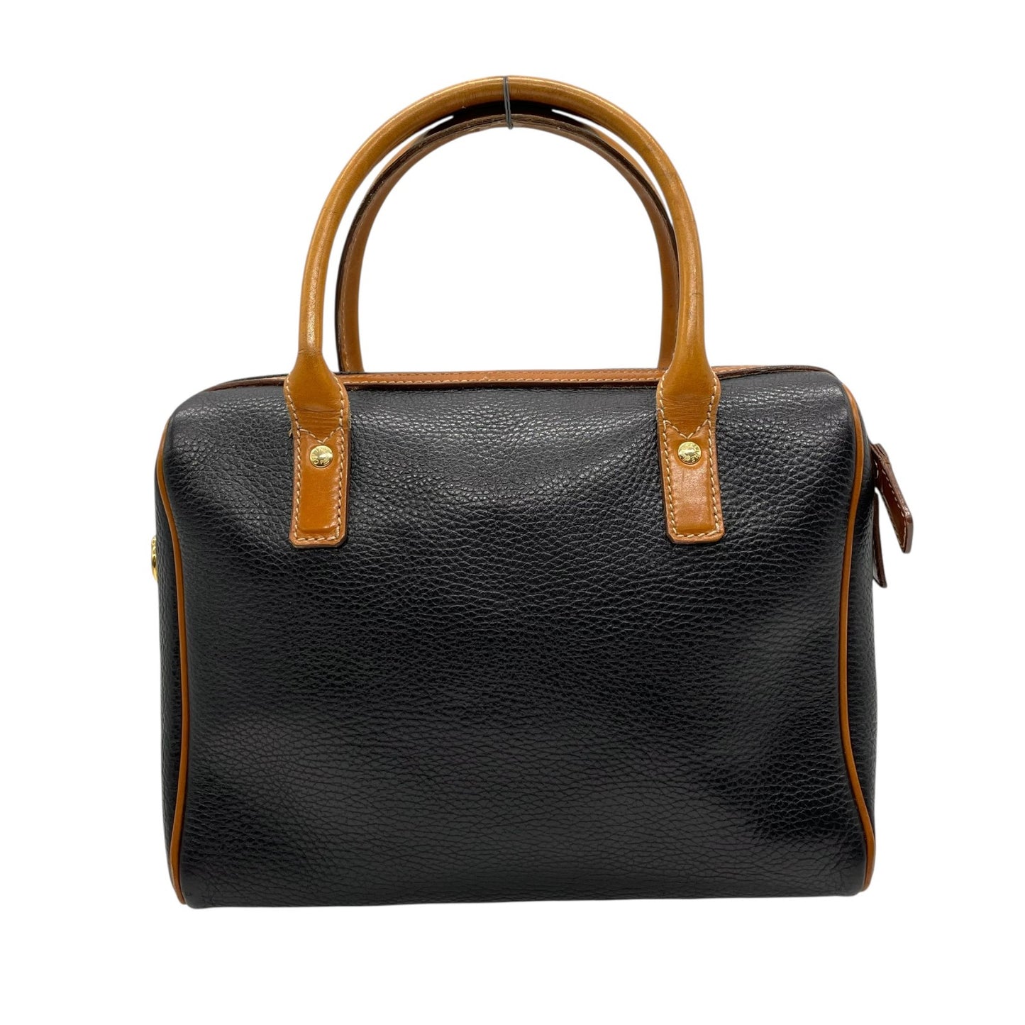 セリーヌ CELINE レザーハンドバッグ ブラック×ブラウン 黒 茶色 ゴールド金具 金金具 ボストンバッグ型 ヴィンテージ K5