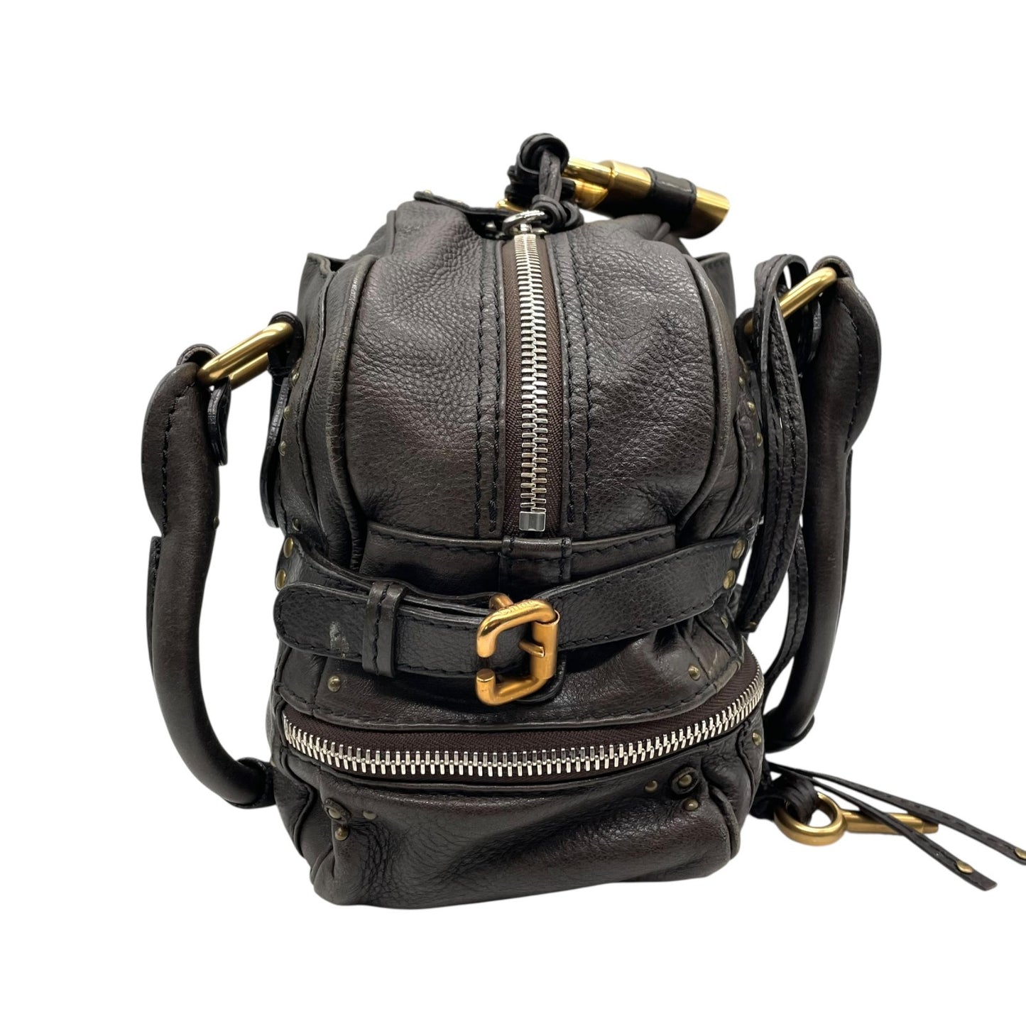 Chloe クロエ パディントン ハンドバッグ 南京錠 ボーリングバッグ ダークブラウン 鍵付き Y2K Archive レザー 本革 C