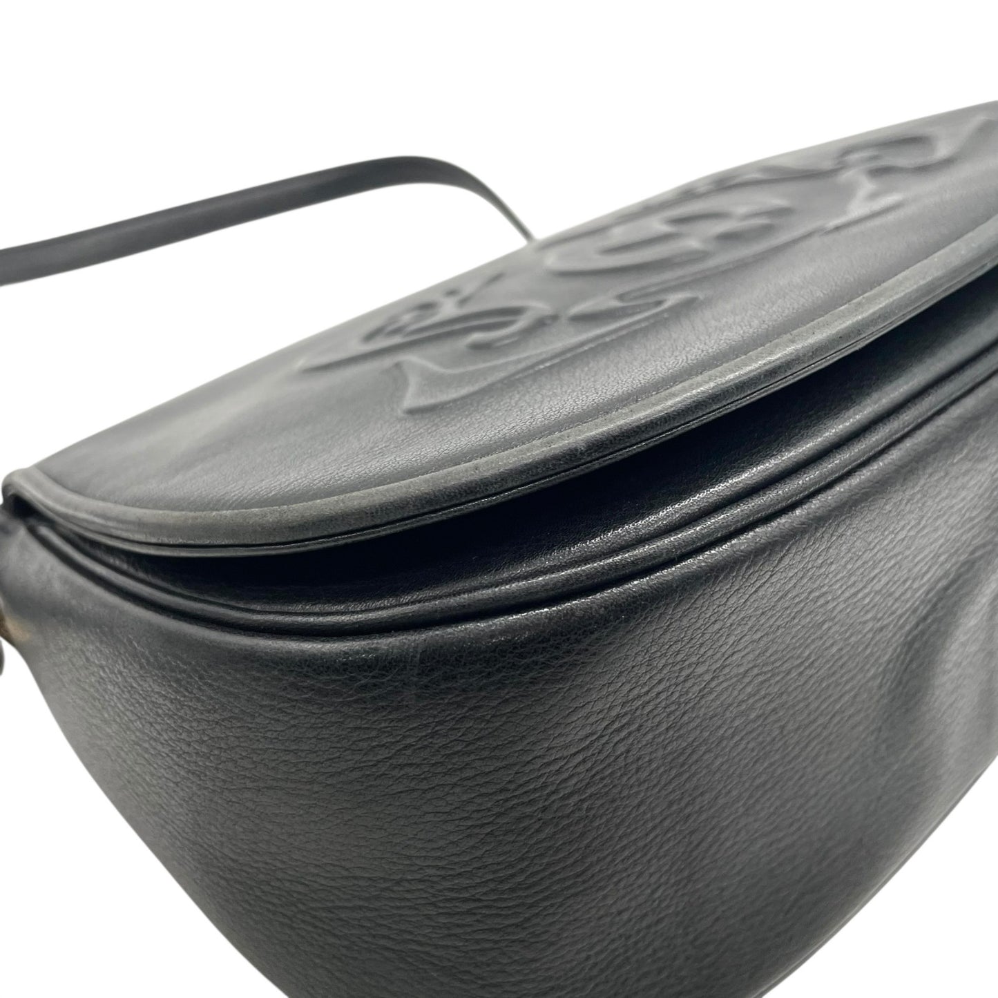 Mila Schn ミラショーン チェーンショルダーバッグ レザー 黒 ブラック 型押しロゴ ヴィンテージ U8