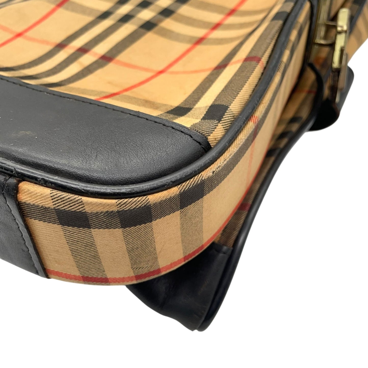 BURBERRY バーバリー ガーメントバッグ ノバチェック トラベルバッグ ベージュ ブラック キャンバス レザー ゴールド金具 ヴィンテージ メンズ X