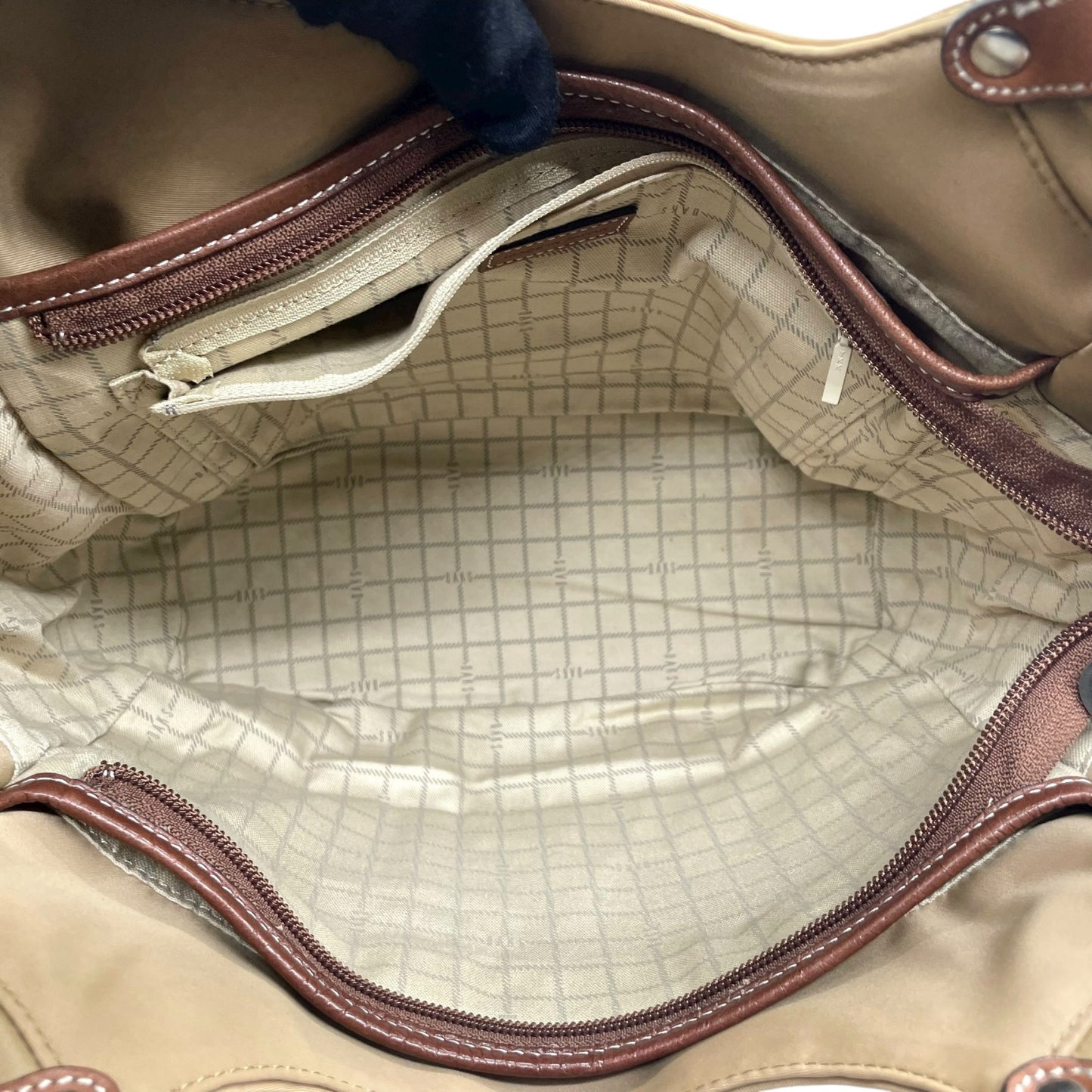 ダックス DAKS トートバッグ ナイロン×レザー ベージュ 茶色 ブラウン A4収納可 レディース メンズ兼用 S68