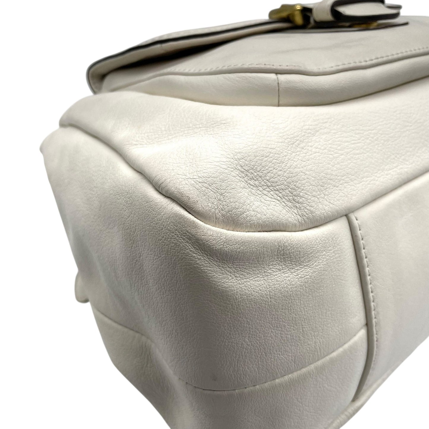 コーチ COACH ショルダーバッグ ワンショルダー レザー 白 ホワイト バックルデザイン 金金具 ゴールド金具 レディース T3