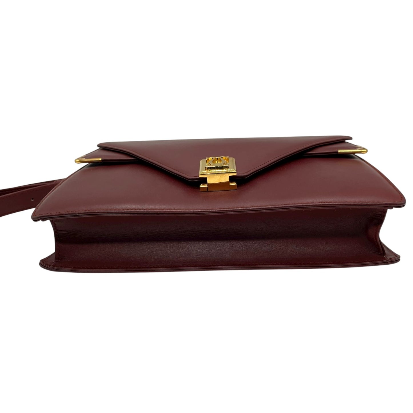 未使用級 カルティエ Cartier レザー ショルダーバッグ マストライン ボルドー ｗフラップ　ダブルフラップ ゴールド金具 ヴィンテージ フラップバッグ K11