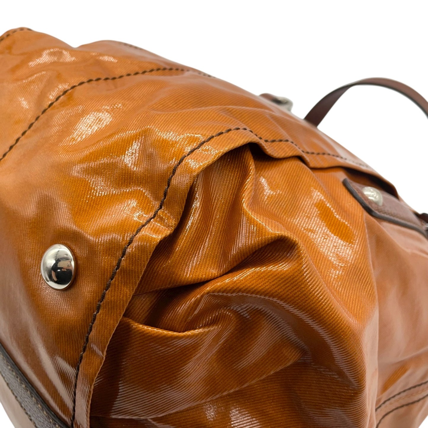 トッズ TOD’S レザー×ナイロン 2WAY トートバッグ ショルダーバッグ 茶色 ブラウン 光沢 大容量 レディース S95