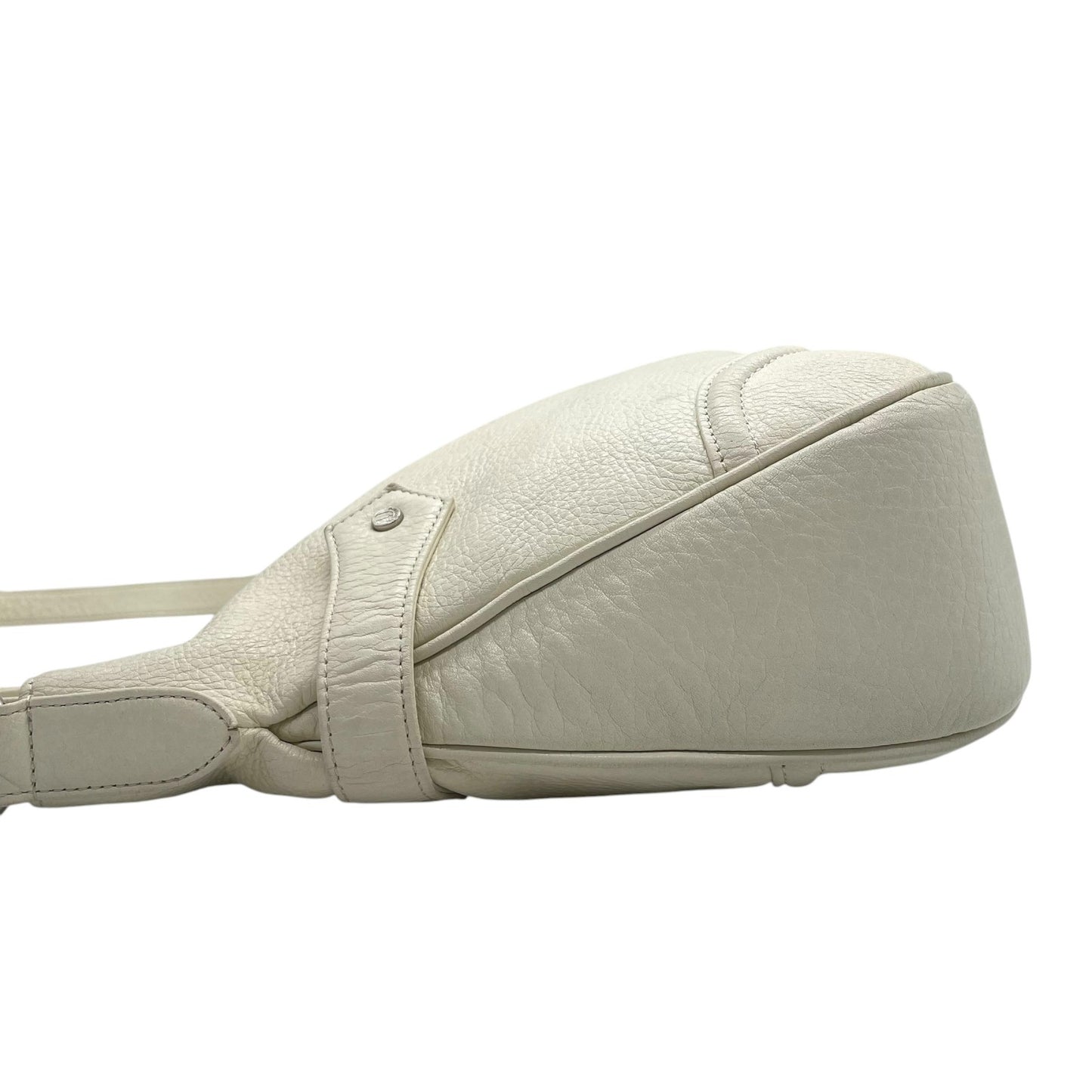 ウンガロ UNGARO レザー ショルダーバッグ ホーボーバッグ 白 ホワイト シルバー金具 レディース S94