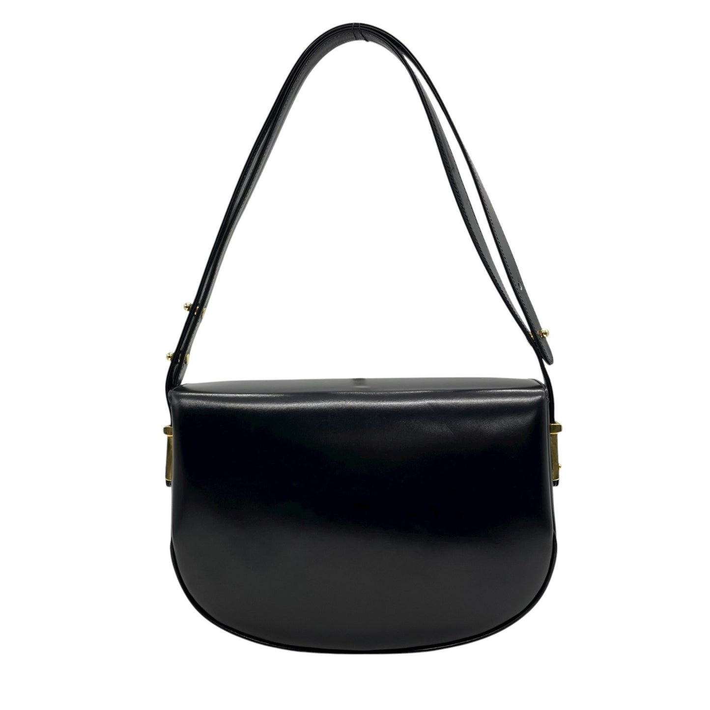 美品 バリー BALLY ショルダーバッグ ワンショルダー ハンドバッグ 2WAY レザー 黒 ブラック 金金具 ゴールド金具 トライアングルロゴ フラップ ヴィンテージ D4