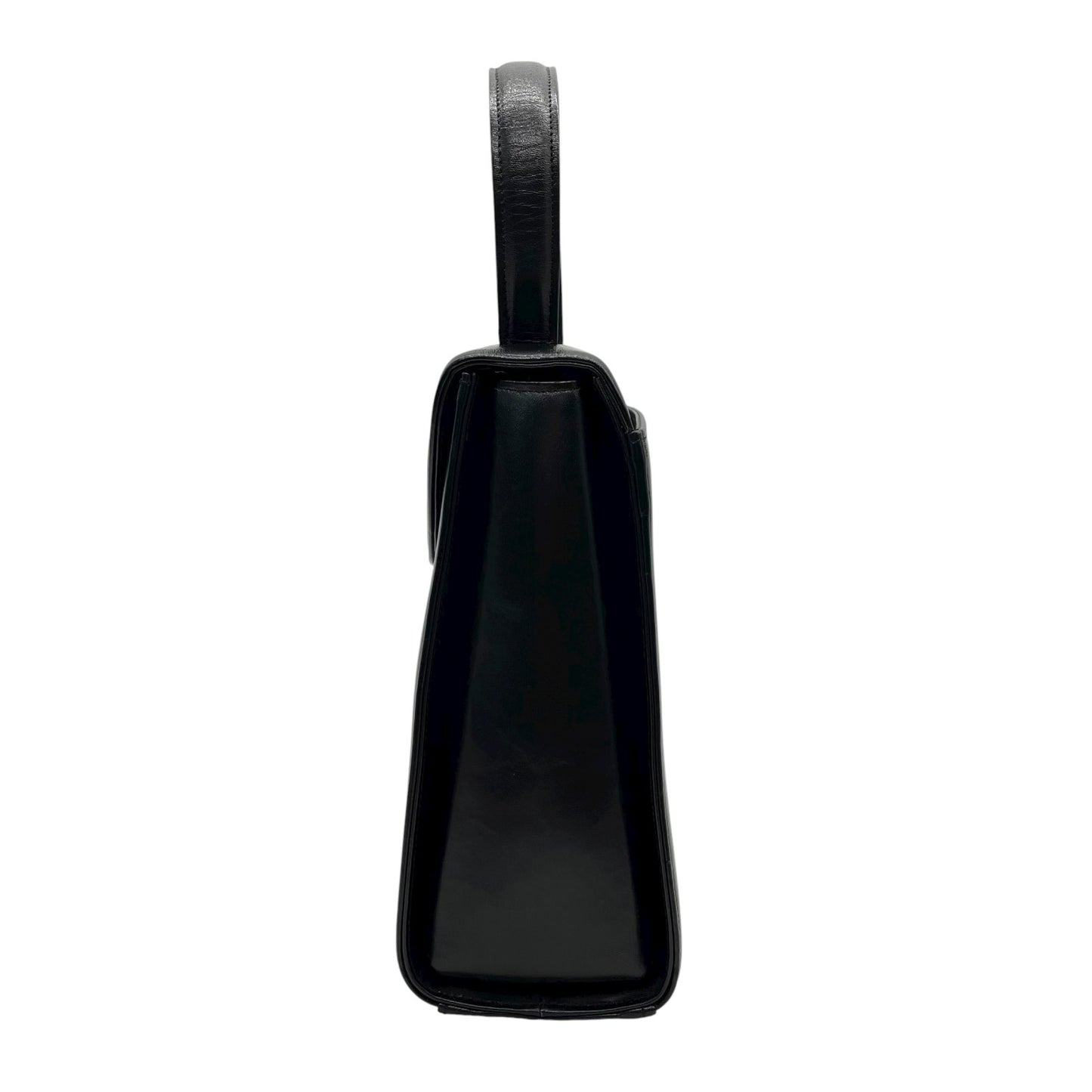 美品 ジバンシィ GIVENCHY ハンドバッグ レザー 黒 ブラック 金金具 ゴールド金具 フォーマル ヴィンテージ ロゴボタン フォーマル A8