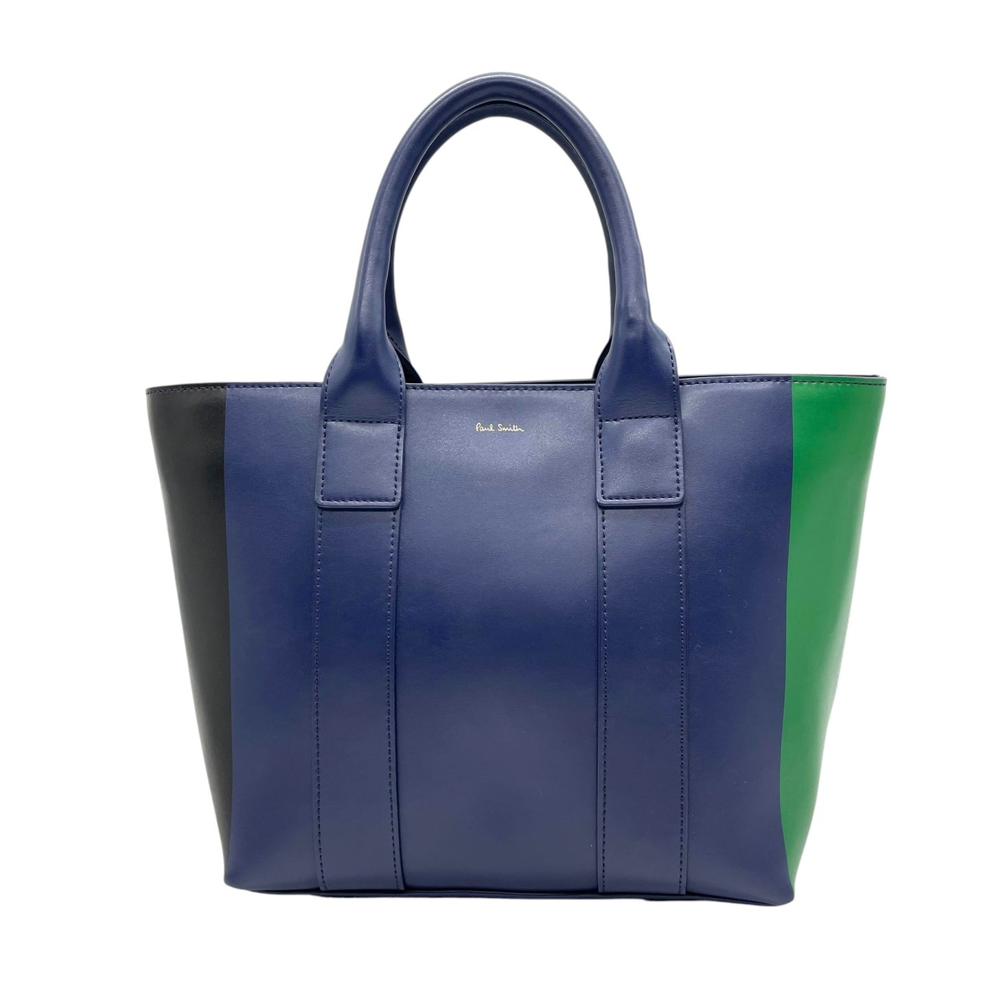 美品 ポールスミス Paul Smith レザー トートバッグ ショルダー 2WAY 紺 ブルー ネイビー 緑 グリーン バイカラー ビジネスバッグ C13