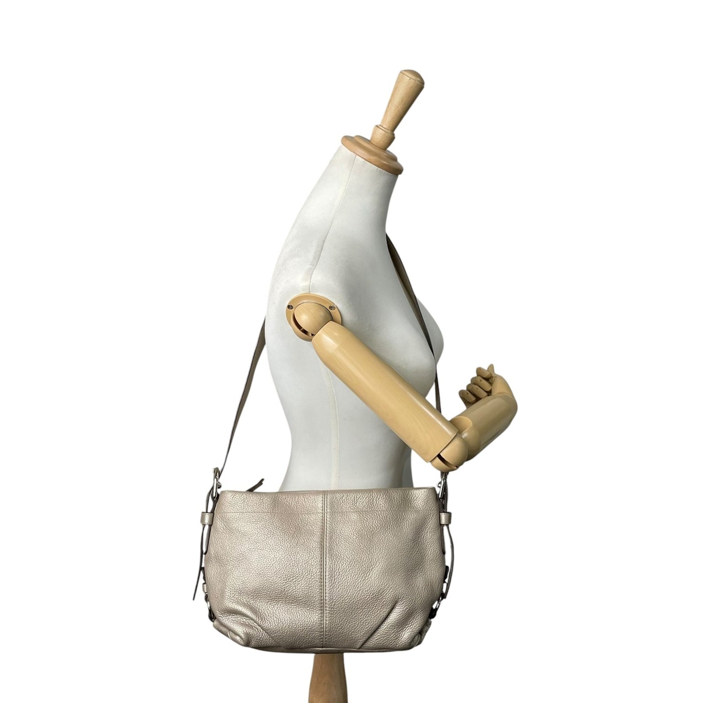 コーチ COACH レザー ショルダーバッグ 肩掛け F15065 グレージュ ベージュ シルバー金具 柔らかいシボ革 上品 C5