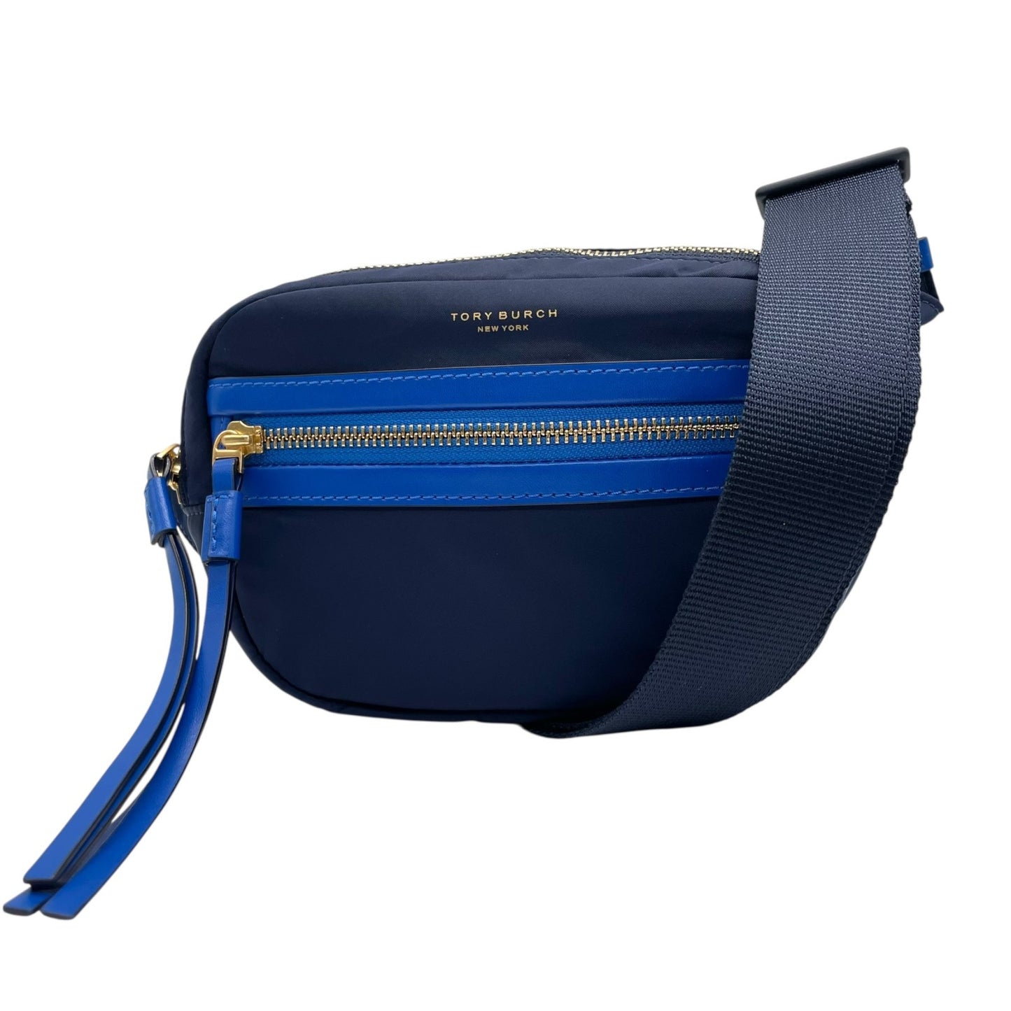 未使用級 美品 トリーバーチ TORY BURCH ボディバッグ ウエストポーチ ショルダーバッグ ネイビー 紺 ブルー 青ナイロン レザー コンビ B1