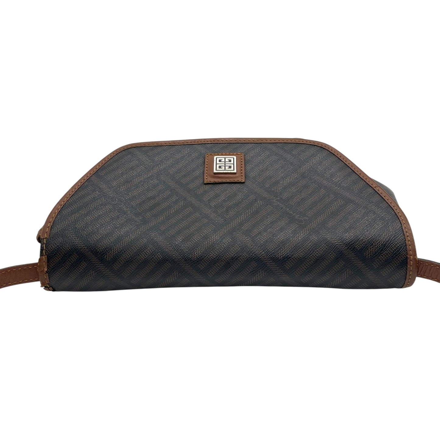 ジバンシィ GIVENCHY ジバンシー ショルダーバッグ モノグラム柄 フラップ ブラウン 茶色 ブラック 黒 ロゴプレート ヴィンテージ A3