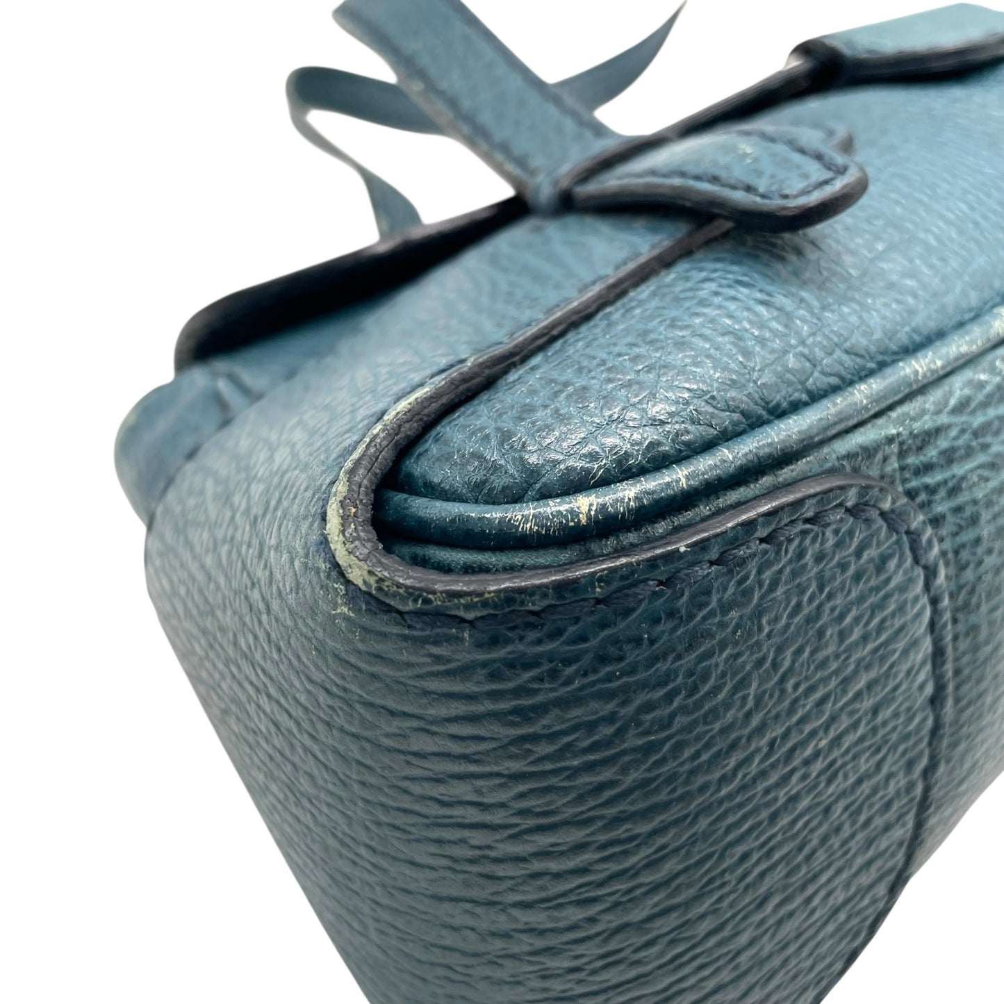 トッズ TOD’S ハンドバッグ ミニボストン グレインレザー 青 ブルー シルバー金具 レディース A7