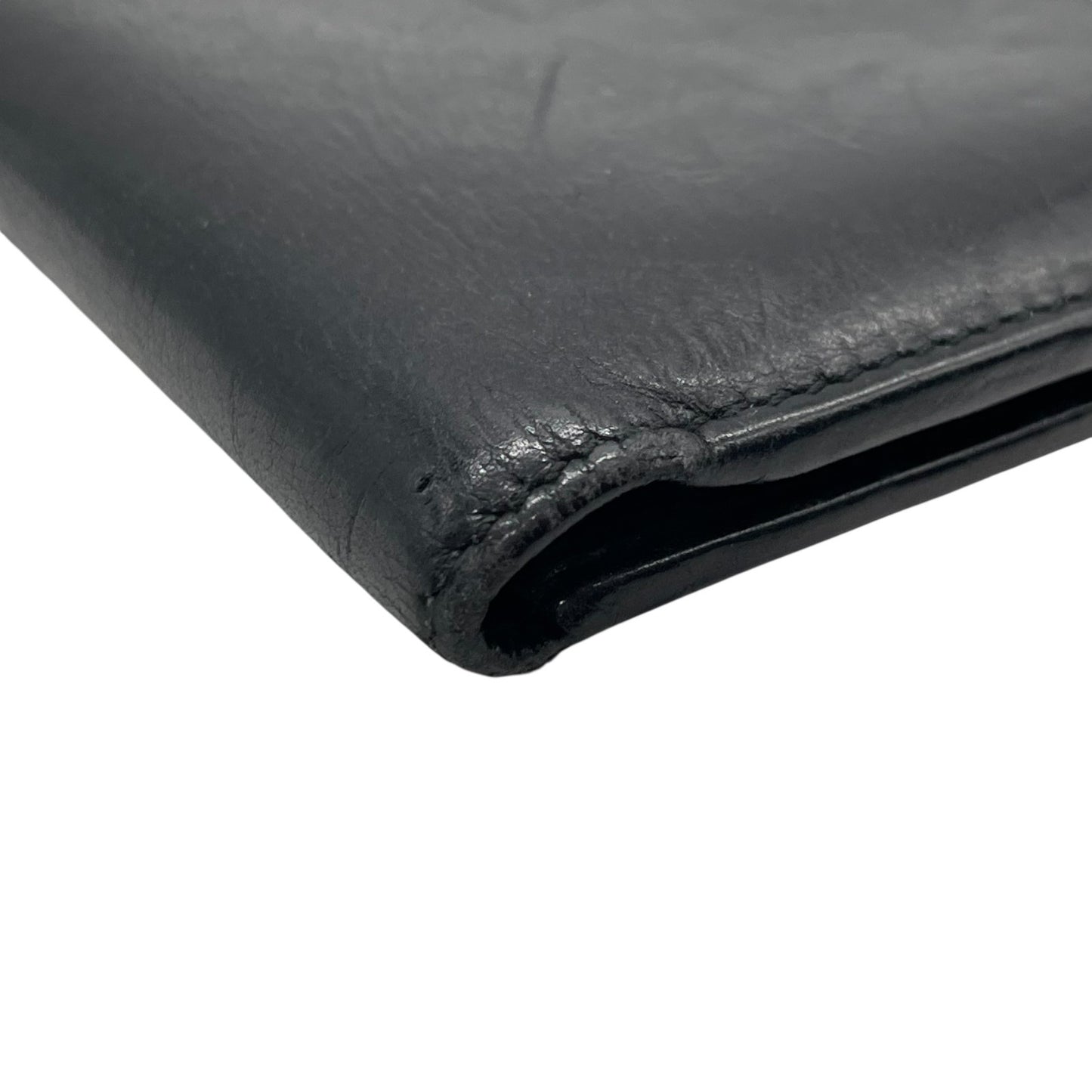 グッチ GUCCI 二つ折り 長財布 札入れ 黒 ブラック レザー シルバー金具 ロゴプレート メンズ 小銭入れなし M5