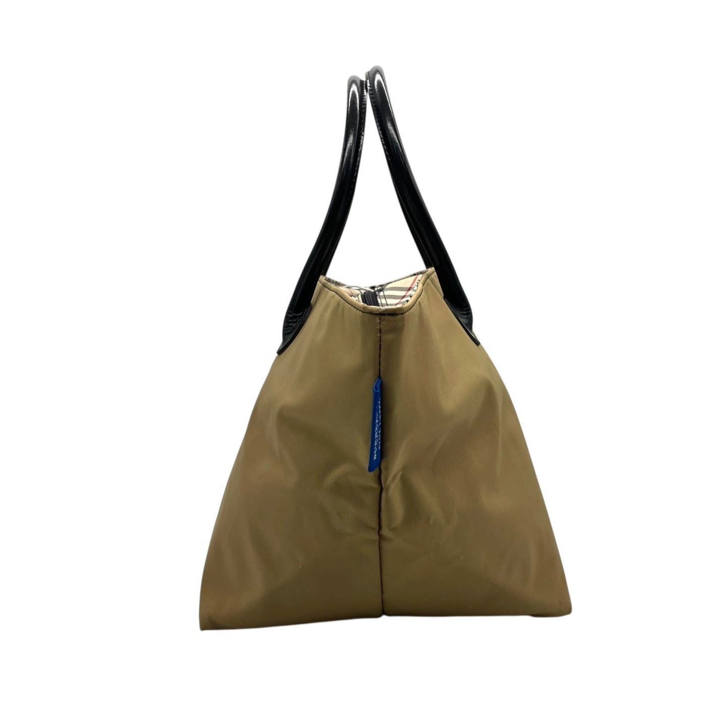 バーバリーブルーレーベル BURBERRY BLUE LABEL ハンドバッグ トートバッグ カーキベージュ ナイロン レザー ノバチェック ファスナー開閉 手提げ レディース Z3