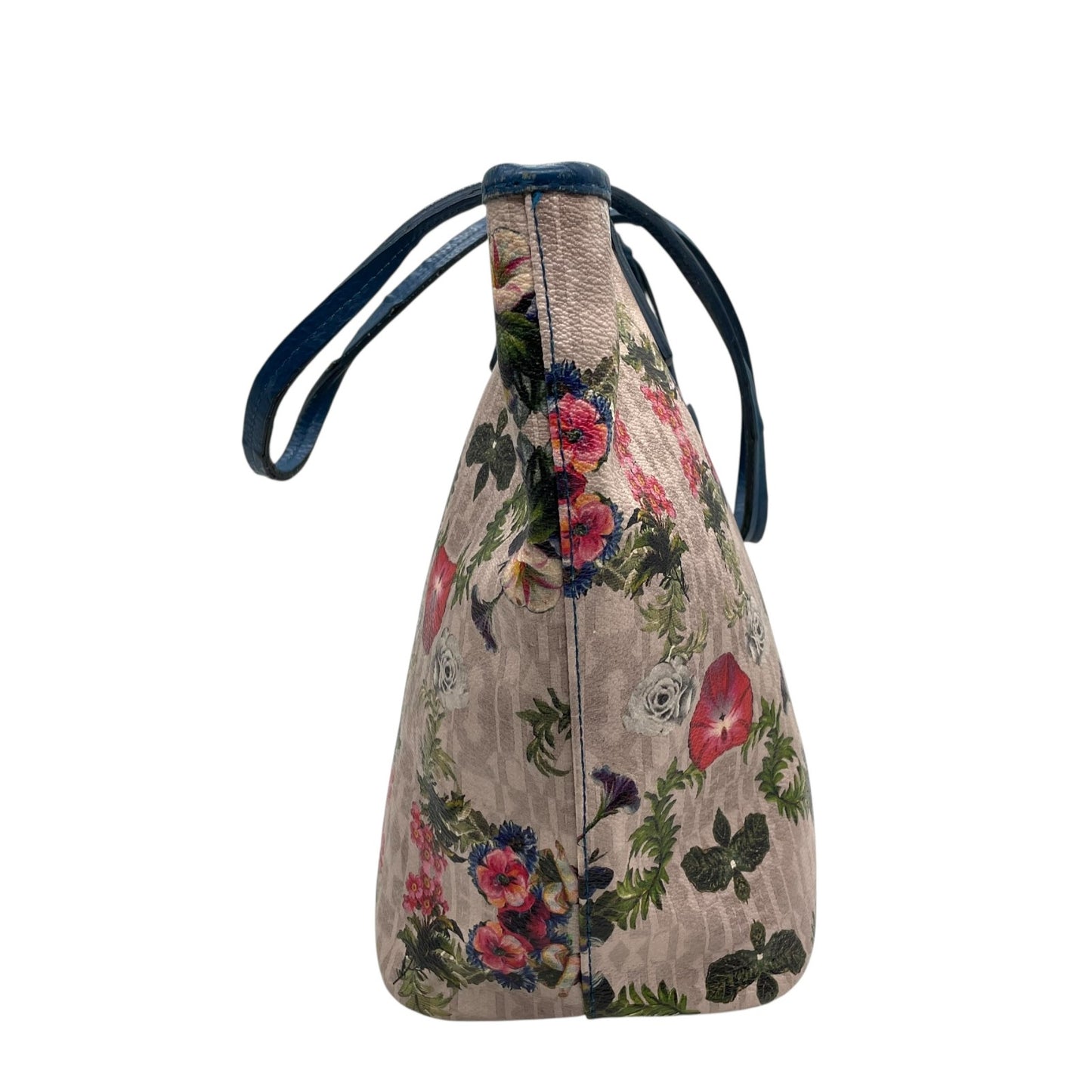 FURLA フルラ トートバッグ PVC レザー マルチカラー ゴールド金具 花柄 ボタニカル 総柄 肩掛け可 ロゴ レディース U13