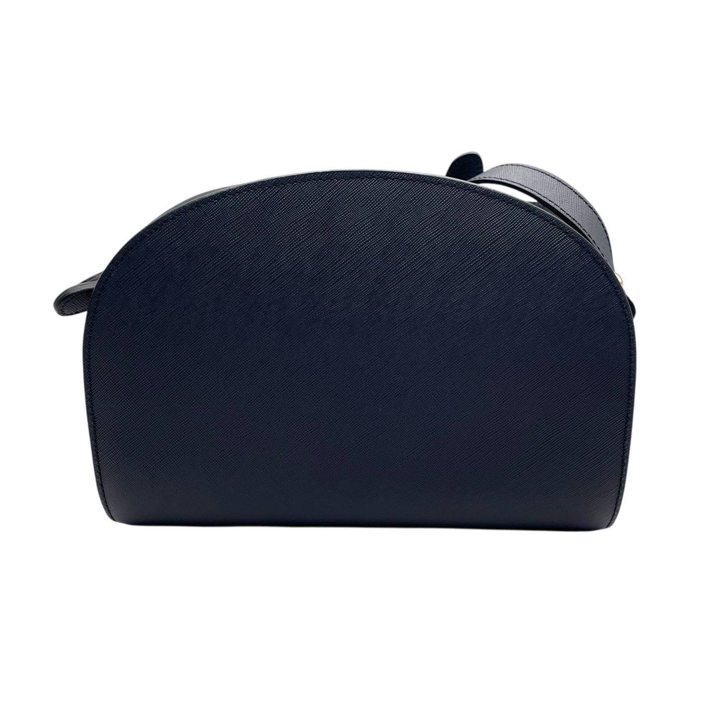 未使用級 アーペーセー A.P.C デミルーン Demi-Lune ショルダーバッグ クロスボディ 紺 ネイビー サフィアーノレザー ゴールド金具 半月型 ハーフムーン ロゴ 斜め掛け可 レディース B2