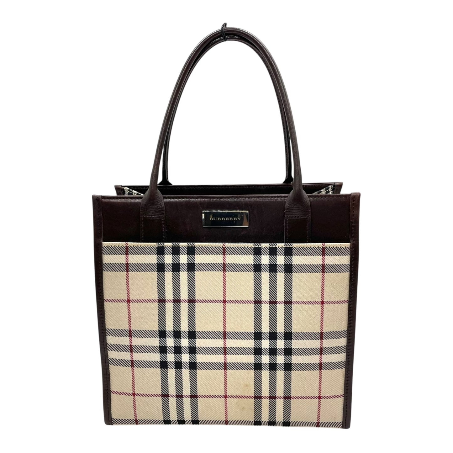 バーバリー BURBERRY トートバッグ ハンドバッグ ノバチェック ベージュ ブラウン 茶色 キャンバス レザー