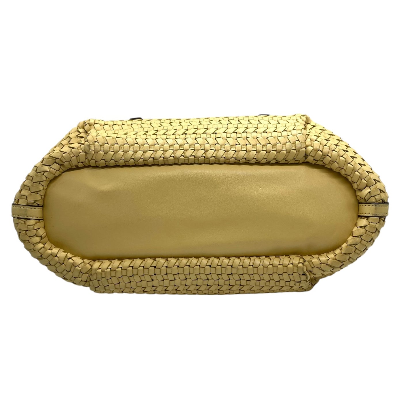 コーチ COACH 2WAY ボストンバッグ ハンドバッグ ショルダーバッグ 肩掛け 23342 イントレチャート 編み込みレザー 黄色 イエロー シルバー金具 チャーム付き U16