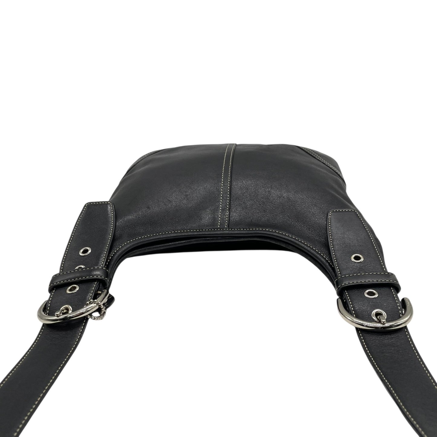 コーチ COACH ショルダーバッグ 9549 レザー 黒 ブラック シルバー金具 ホワイトステッチ 肩掛け 通勤 通学 E5