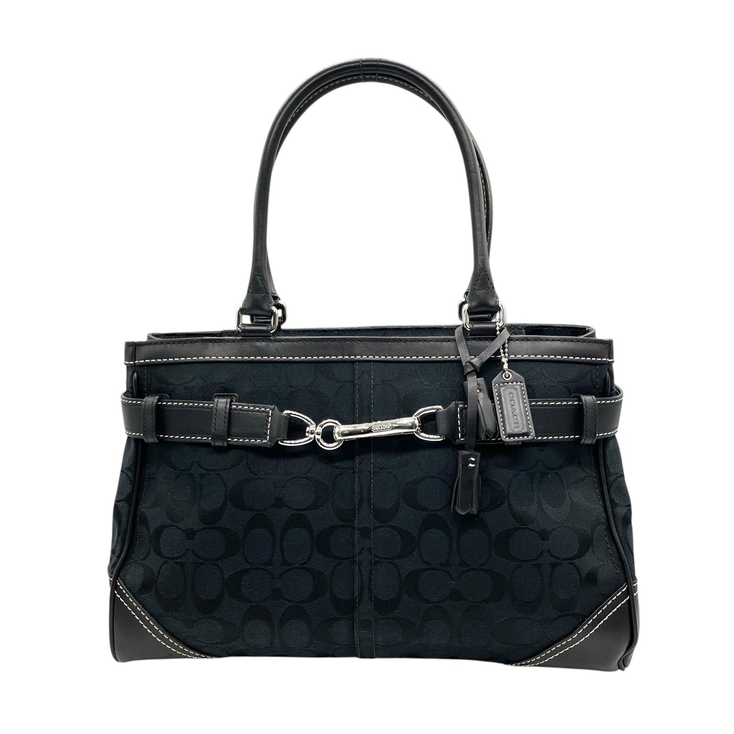 コーチ COACH トートバッグ シグネチャーF08K07 黒 ブラック 紺 ネイビー ジャガード レザー ホースビット A4対応 通勤 通学 U12