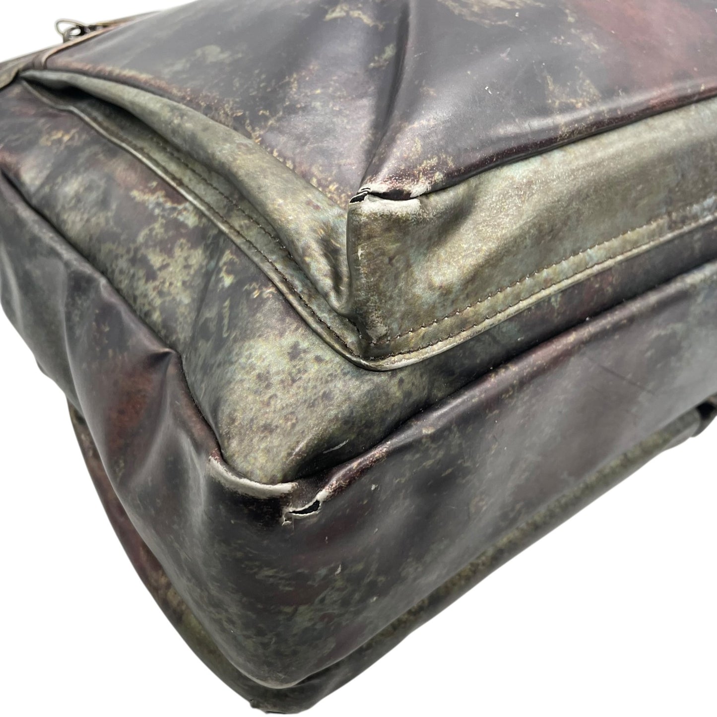 ジャンポールゴルチエ ビジネスバッグ 2WAY ショルダーバッグ Vサイバー 玉虫色 メタリック PVC レザー A4 PC収納可 廃盤 希少 メンズ レディース ユニセックス 通勤 通学 ブリーフケース ヴィンテージ 10