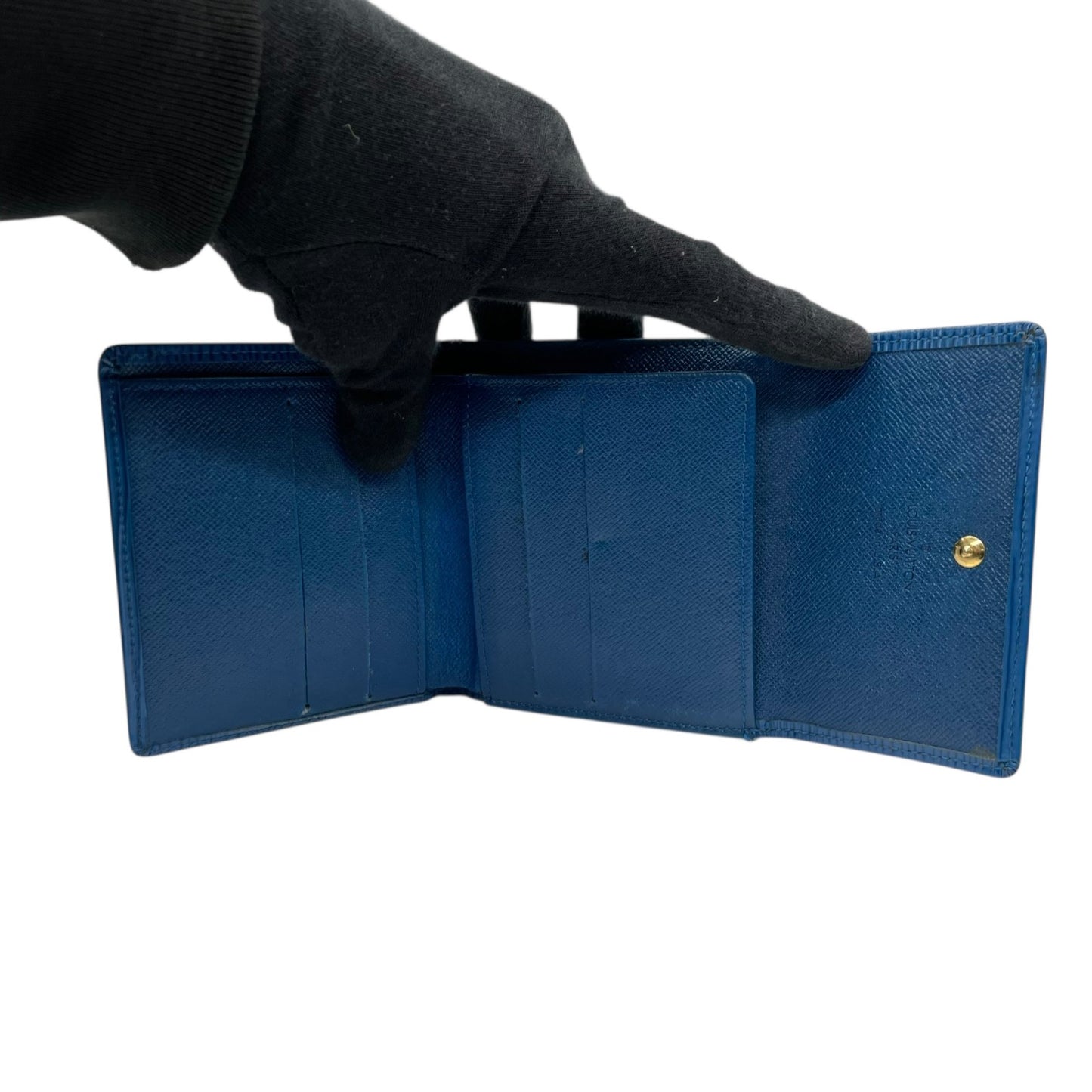 LOUIS VUITTON ルイヴィトン 三つ折り財布 エピ ポルトモネ ビエ カルト クレディ M63485 青 ブルー レザー M4