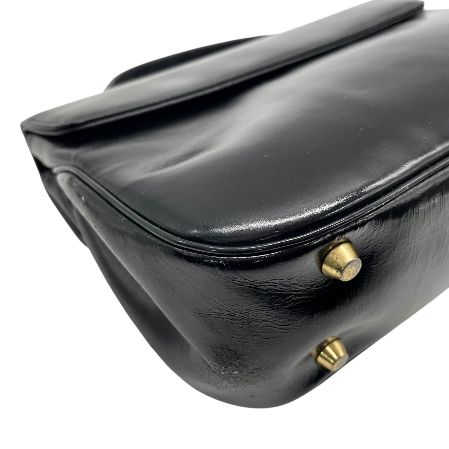 Christian Dior クリスチャンディオール ハンドバッグ ブラック レザー ゴールド金具 ロゴ トップハンドル フラップ フォーマル ヴィンテージ レディース B