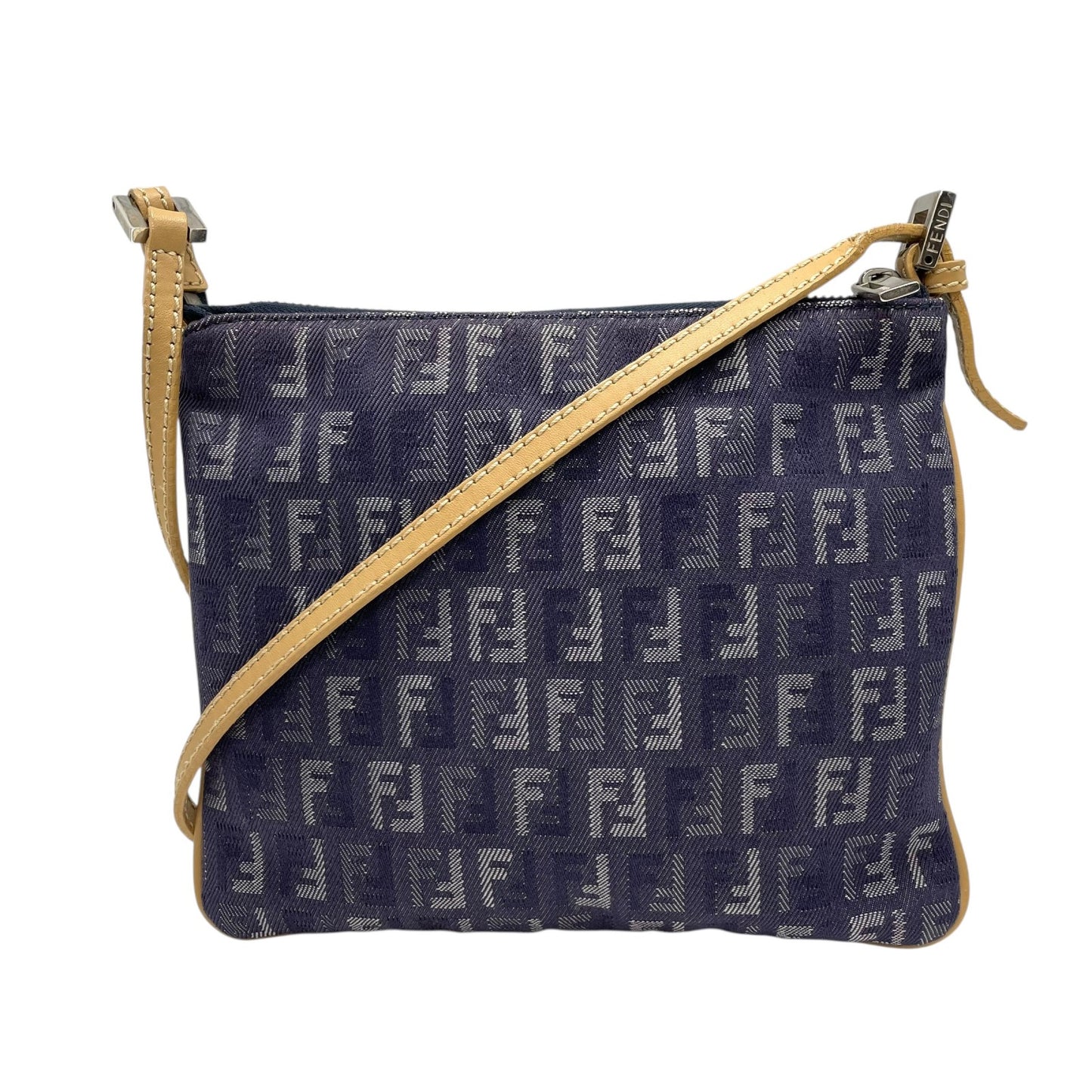 フェンディ Fendi ズッキーノ ショルダーバッグ ネイビー キャンバス レザー 斜め掛け ワンショルダー 00s c2