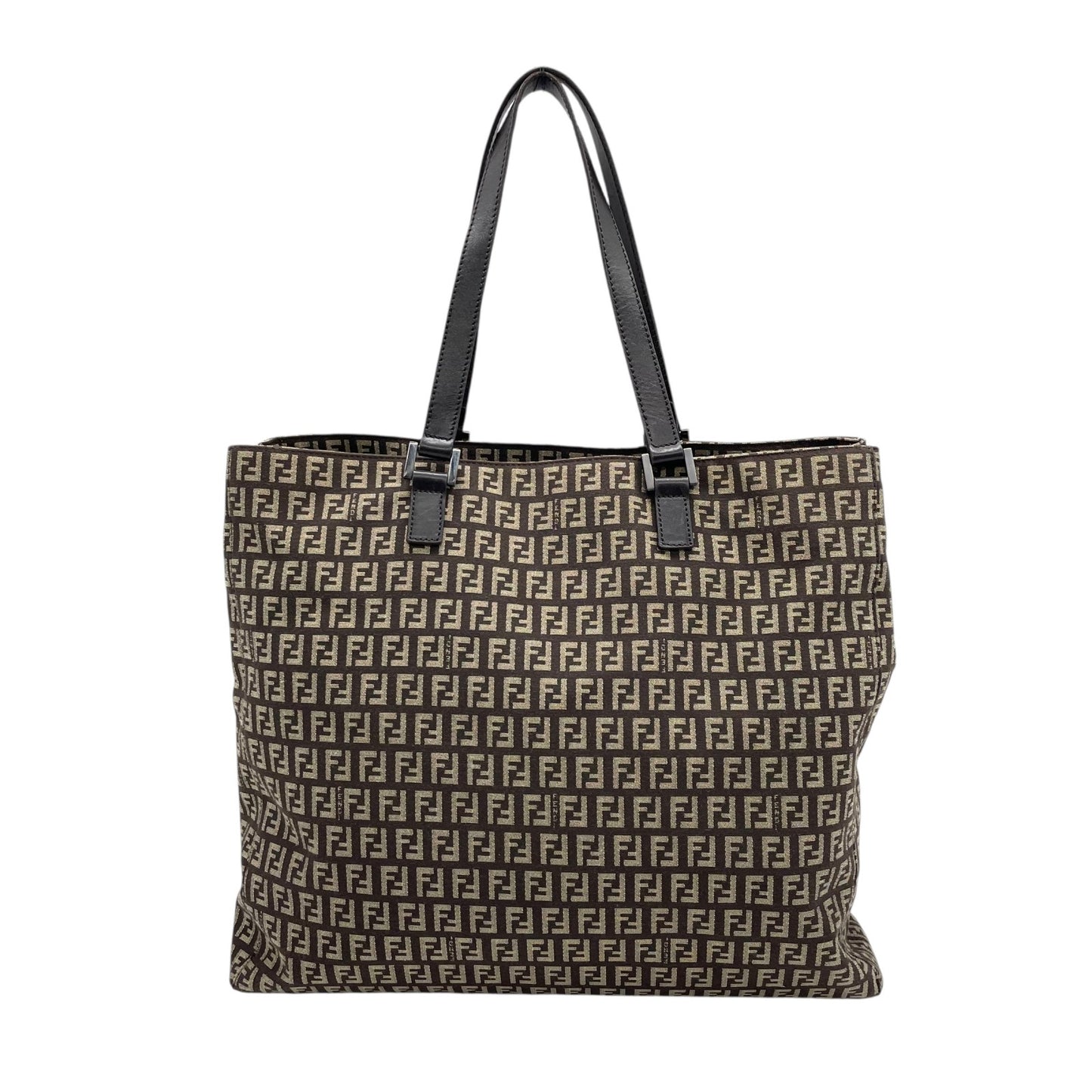美品 フェンディ Fendi ズッキーノ トートバッグ ショルダーバッグ 大容量 FFロゴ キャンバス ブラウン レザーハンドル ビンテージ 通勤 通学 2000s