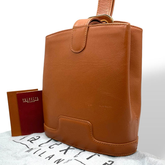 Valextra ヴァレクストラ ヴィンテージ レザー ショルダーバッグ クロスボディ ブラウン ゴールド金具 イタリア製 レディース K5