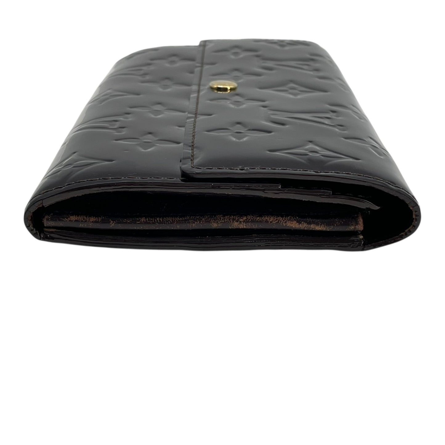 Authentic Louis Vuitton Porte-Feuille Sarah Monogram Vernis M93524 Long Wallet Amarante Patent Leather Gold Hardware Women's