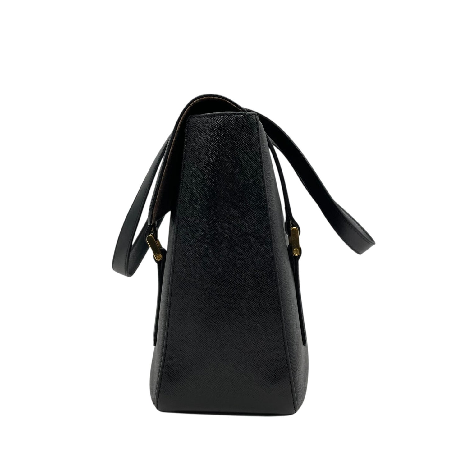 Authentic BURBERRY Handbag Tote Bag Black Leather Gold Hardware Logo Nova Check Women's Men's Shoulder Bag