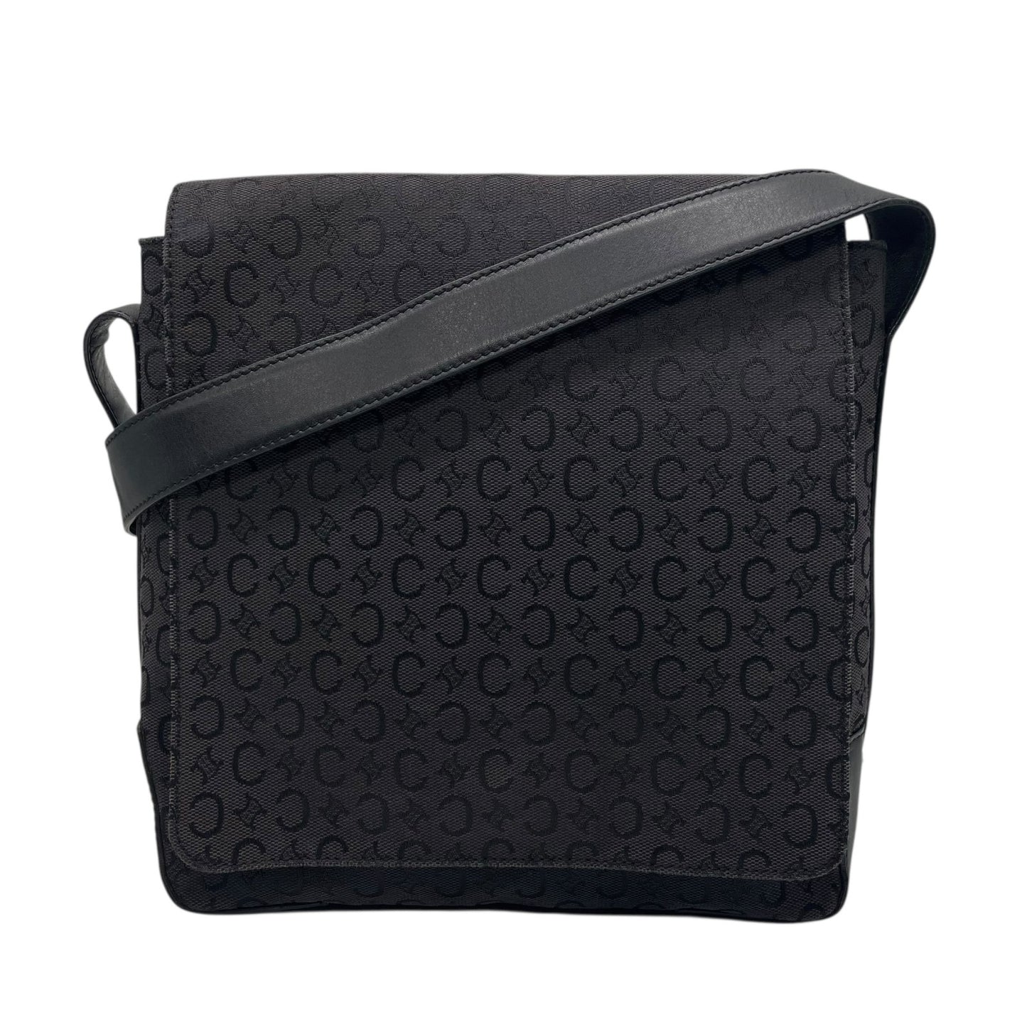 美品 CELINE セリーヌ Cマカダム ショルダーバッグ キャンバス レザー 黒 ブラック シルバー金具 メッセンジャーバッグ オールドセリーヌ メンズ レディース K11