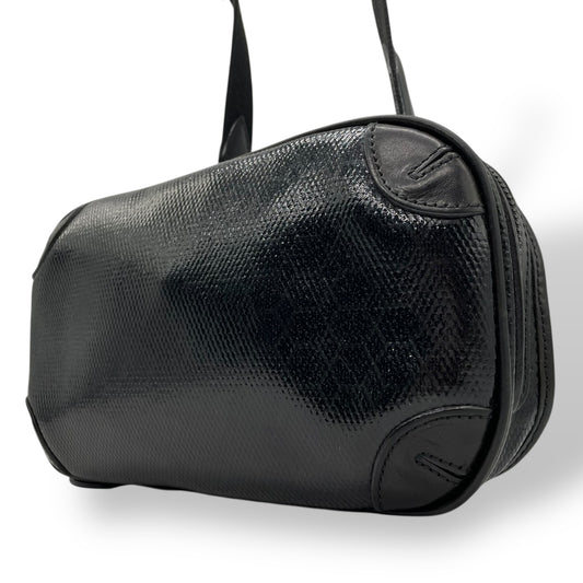 美品 aniary アニアリ ショルダーバッグ カメラバッグ 黒 ブラック パテントレザー ブラック金具 斜め掛け可 クロシェット メンズ レディース Q