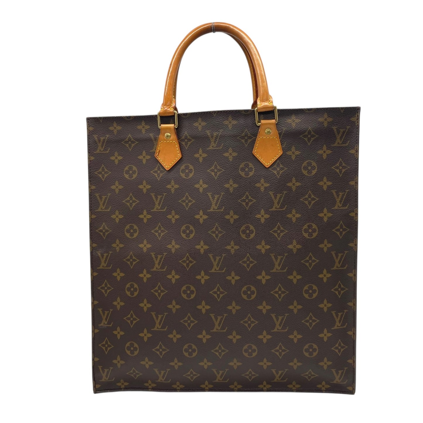 LOUIS VUITTON ルイヴィトン モノグラム サックプラ トートバッグ ハンドバッグ ショッピングバッグ M51140 茶 ブラウン ゴールド金具 PVC レザー 手提げ メンズ レディース E