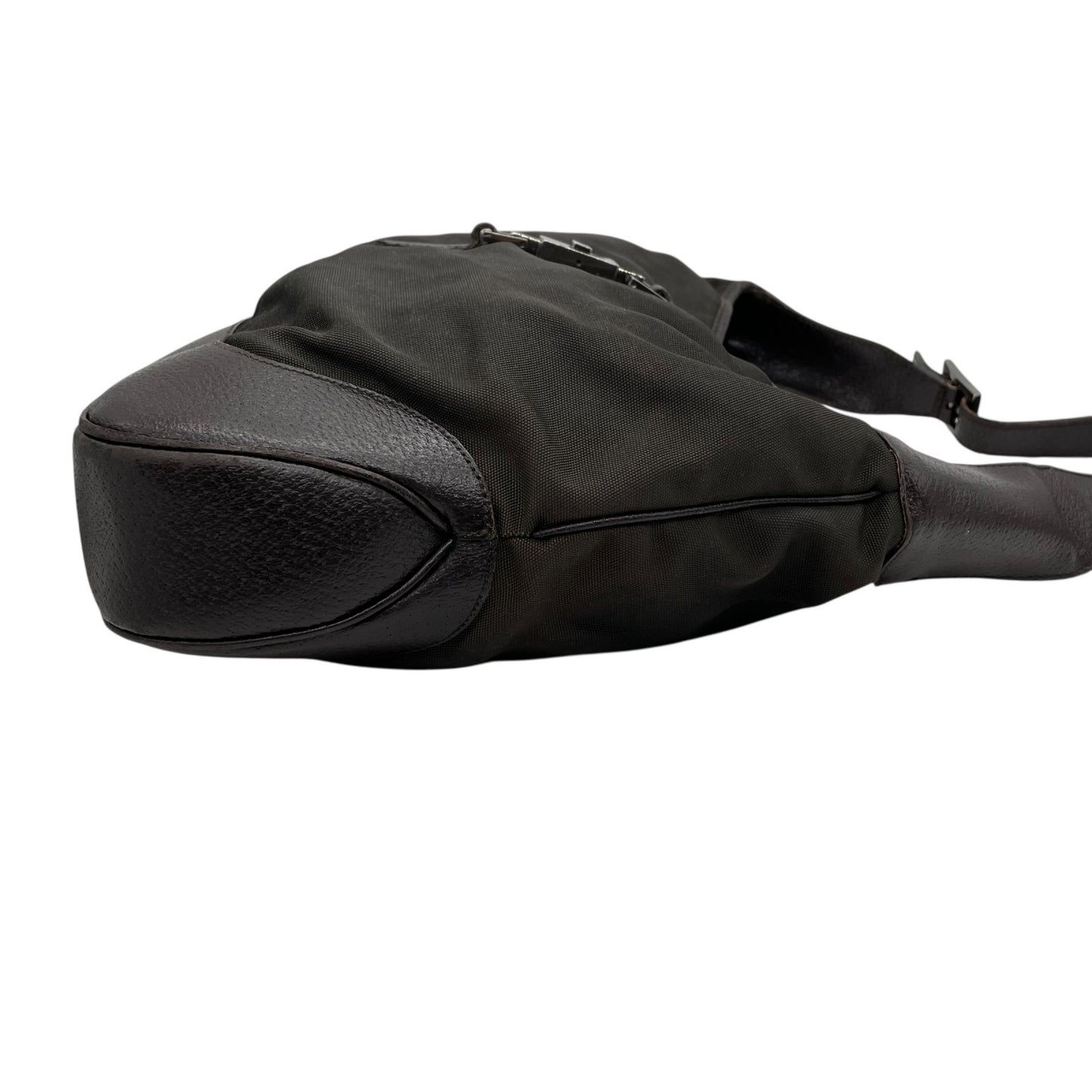 GUCCI グッチ ジャッキー ワンショルダーバッグ カーキ 茶 ブラウン キャンバス レザー シルバー金具 肩掛け可 ホーボー レディース ヴィンテージ B4