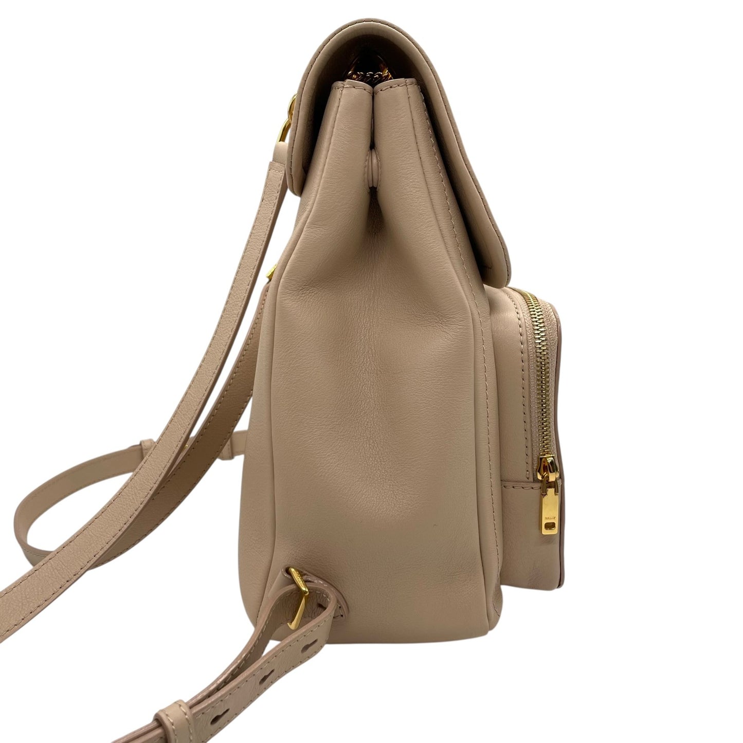 未使用品 BALLY バリー リュックサック バックパック ピンクベージュ レザー チェーン ゴールド金具 VALMA レディース ギャランティカード付き Q