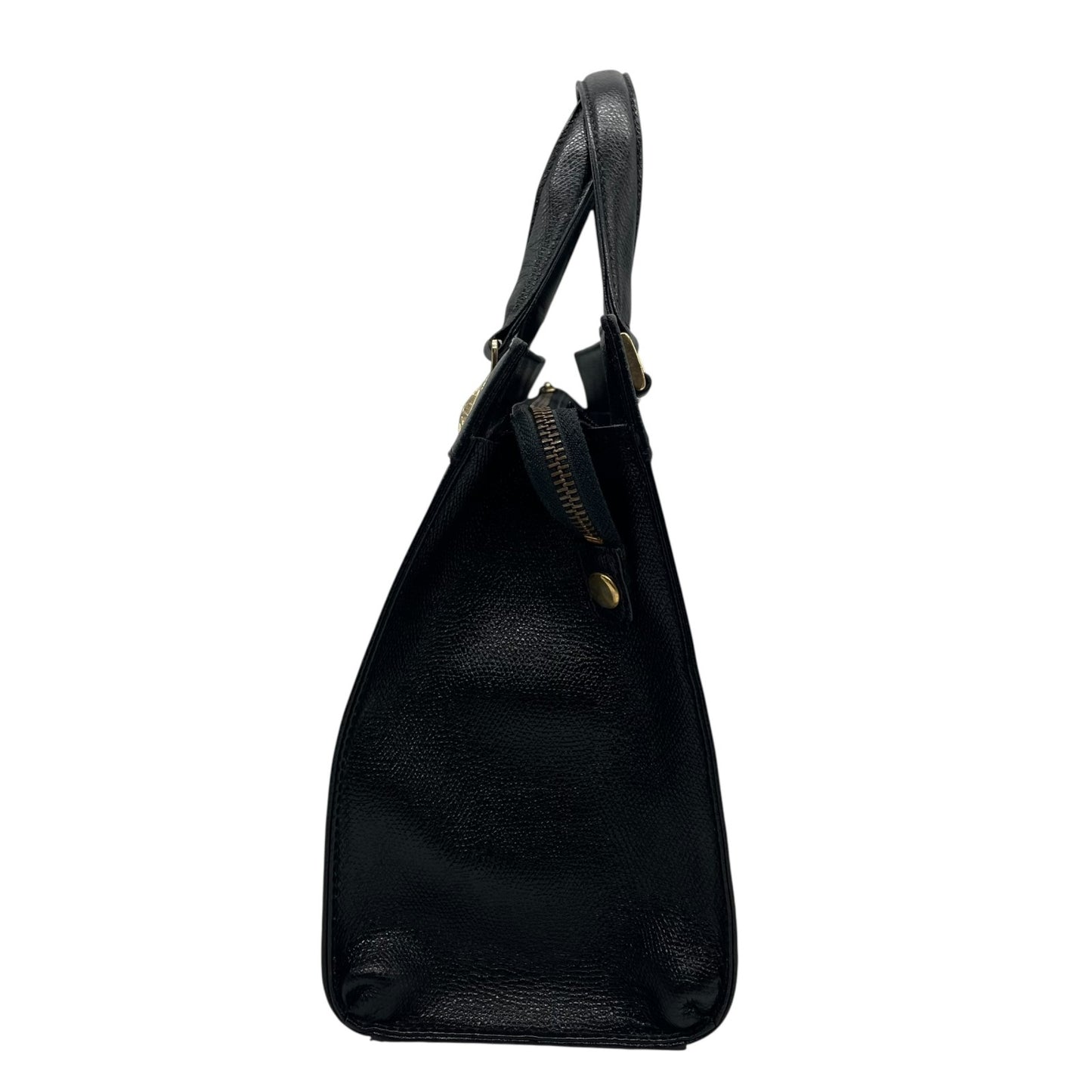 Authentic GIANNI VERSACE Black Sunburst Embossed Leather Handbag Gold Hardware Vintage Archive Women