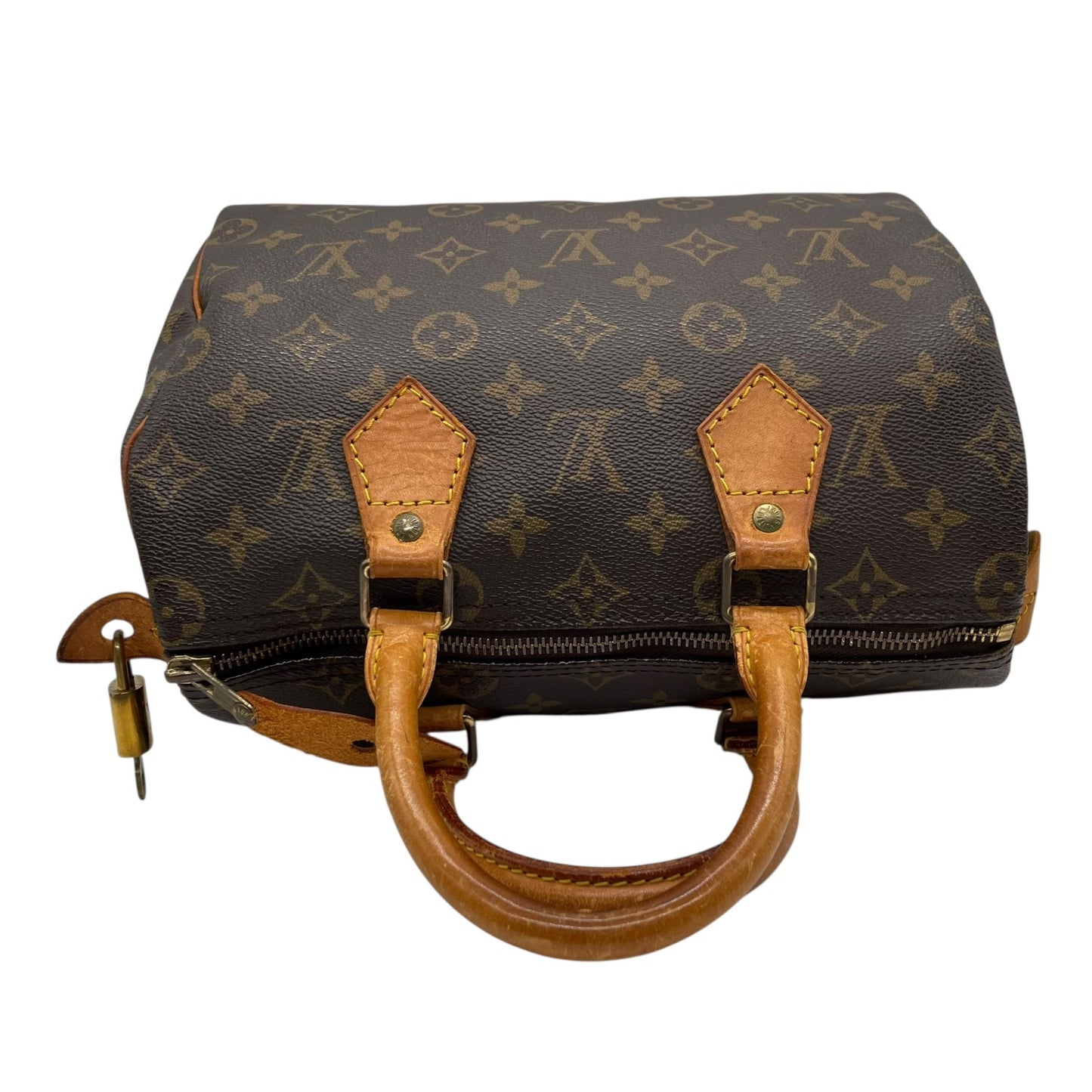 Authentic Louis Vuitton Speedy 25 Monogram Mini Boston Bag Brown Leather M41109