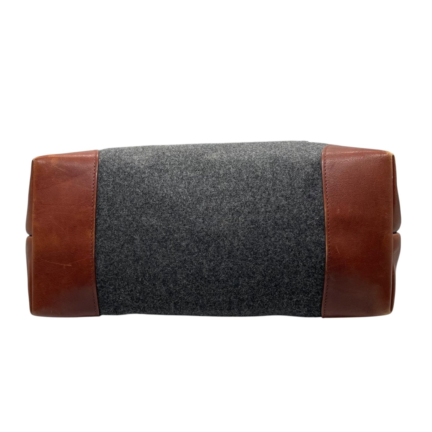 COMME des GARCONS HOMME コムデギャルソンオム トートバッグ グレー ブラウン ウール レザー シルバー金具 手提げ 肩掛け可 レディース U14