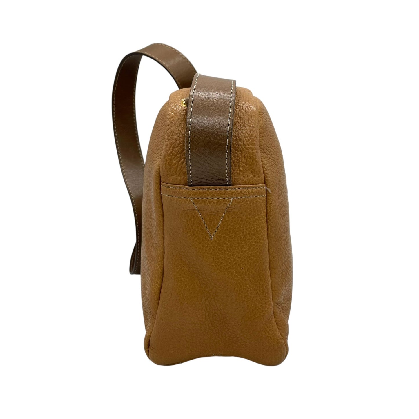 Authentic LOEWE Anagram Embossed Leather Shoulder Bag Camel Gold