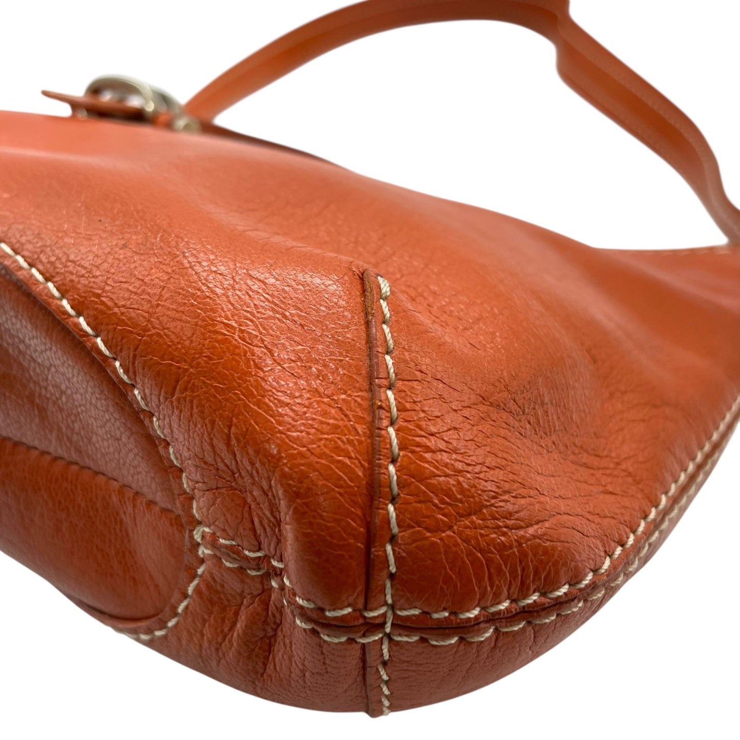 CELINE セリーヌ ショルダーバッグ ワンショルダー ベルトデザイン オレンジ ヴィンテージ シルバー金具 本革 レザー K6