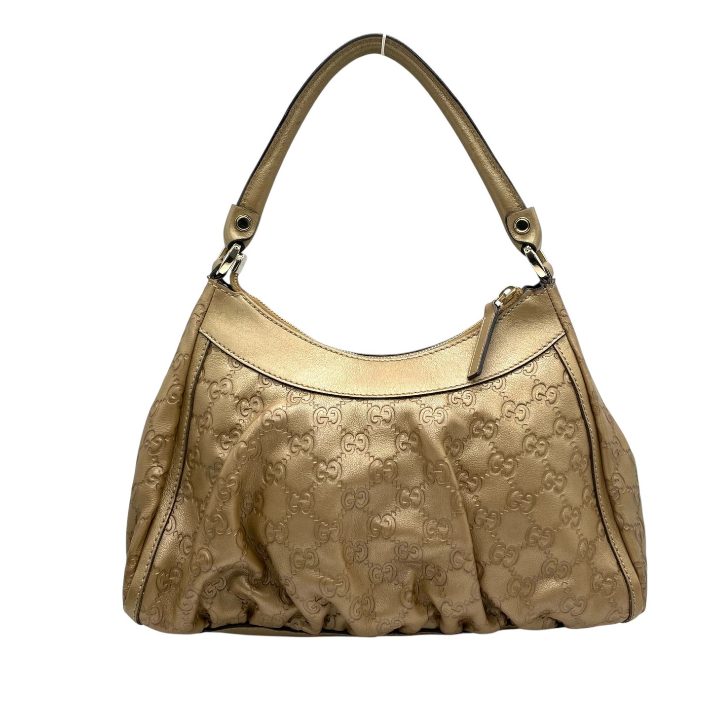 GUCCI グッチ ワンショルダー バッグ グッチシマ Dリング 190525 ゴールド レザー GG柄 エンボス 高級 本革 ブランド 鞄 ハンドバッグ レディース メンズ ユニセックス 肩掛け ワンハンドル ラグジュアリー 正規品 D5 バック