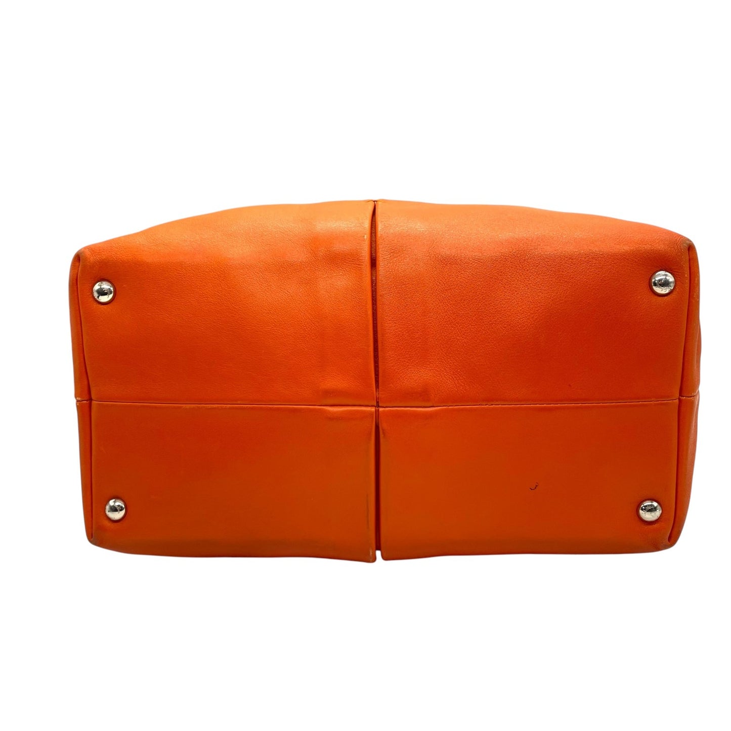 美品 Salvatore Ferragamo フェラガモ ヴァラリボン ハンドバッグ オレンジ レザー シルバー金具 レディース ヴィンテージ A