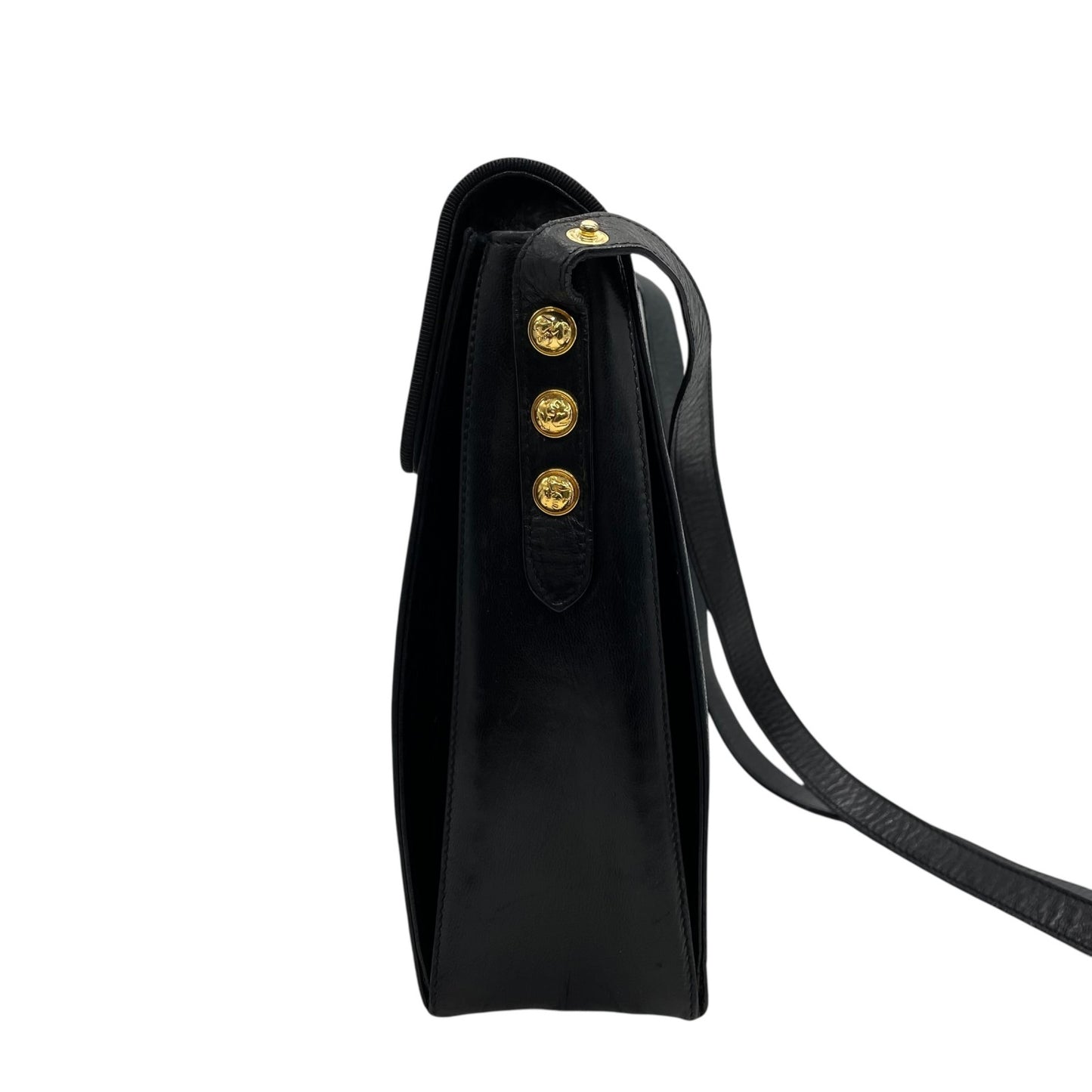 Salvatore Ferragamo フェラガモ ショルダーバッグ ブラック レザー ゴールド金具 斜め掛け可 ヴィンテージ レディース B