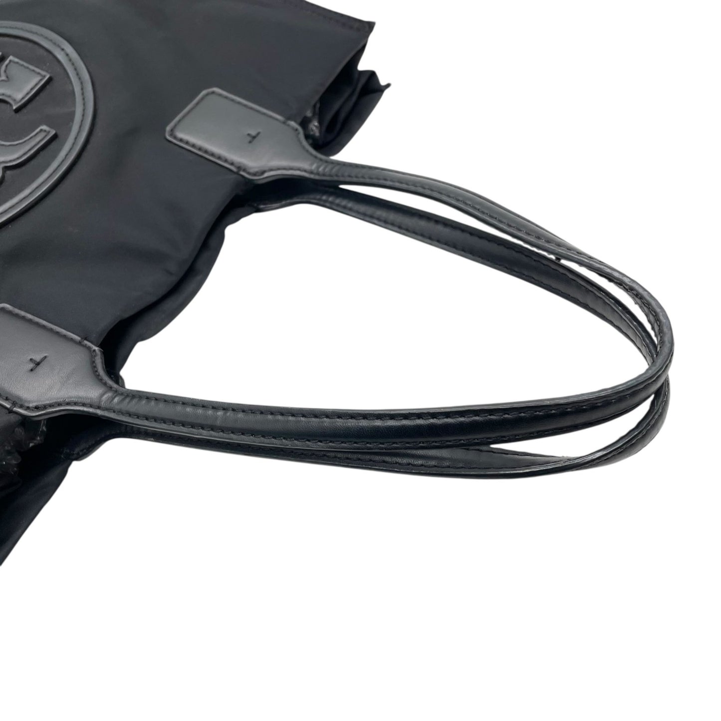 美品 TORY BURCH トリーバーチ エラ トートバッグ ブラック ナイロン レザー ゴールド金具 ロゴ 肩掛け可 レディース U17